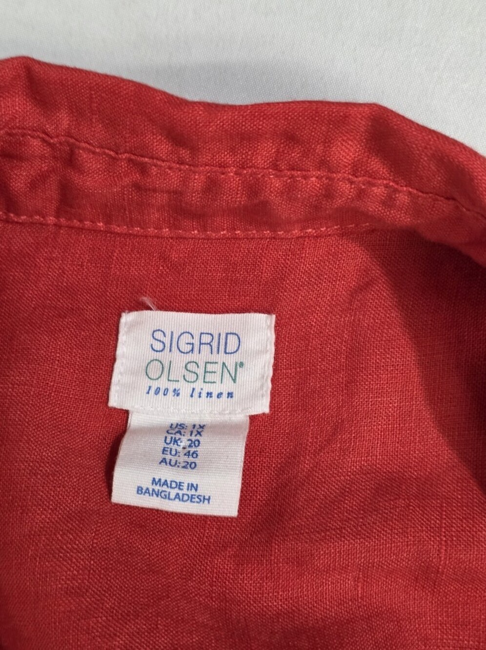 Sigrid Olsen Womens Size 1X Deep V-Neck Linen Roll Tab Sleeve Button-Down Shirt - Picture 4 of 10